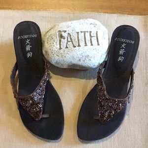 Rocket Dog brown kitten heel sandal